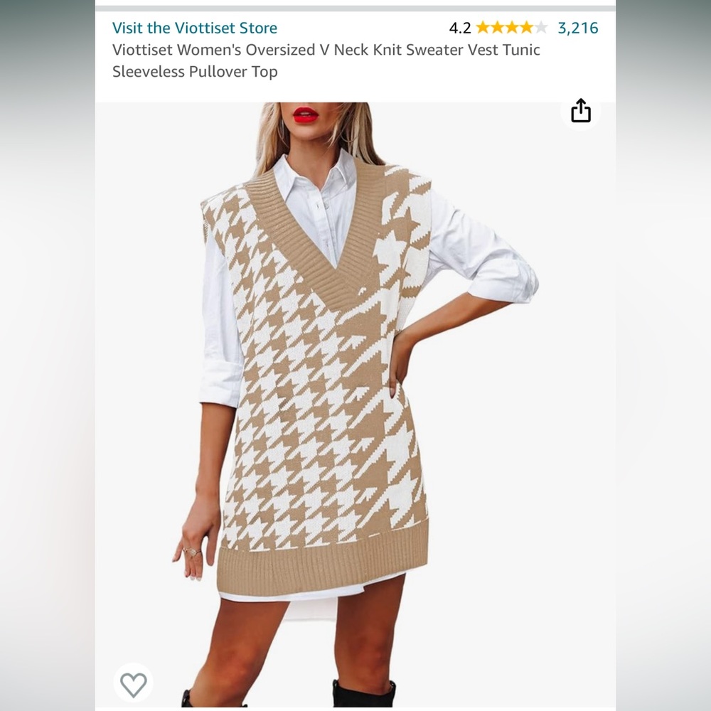 Oversize V neck sweater vest